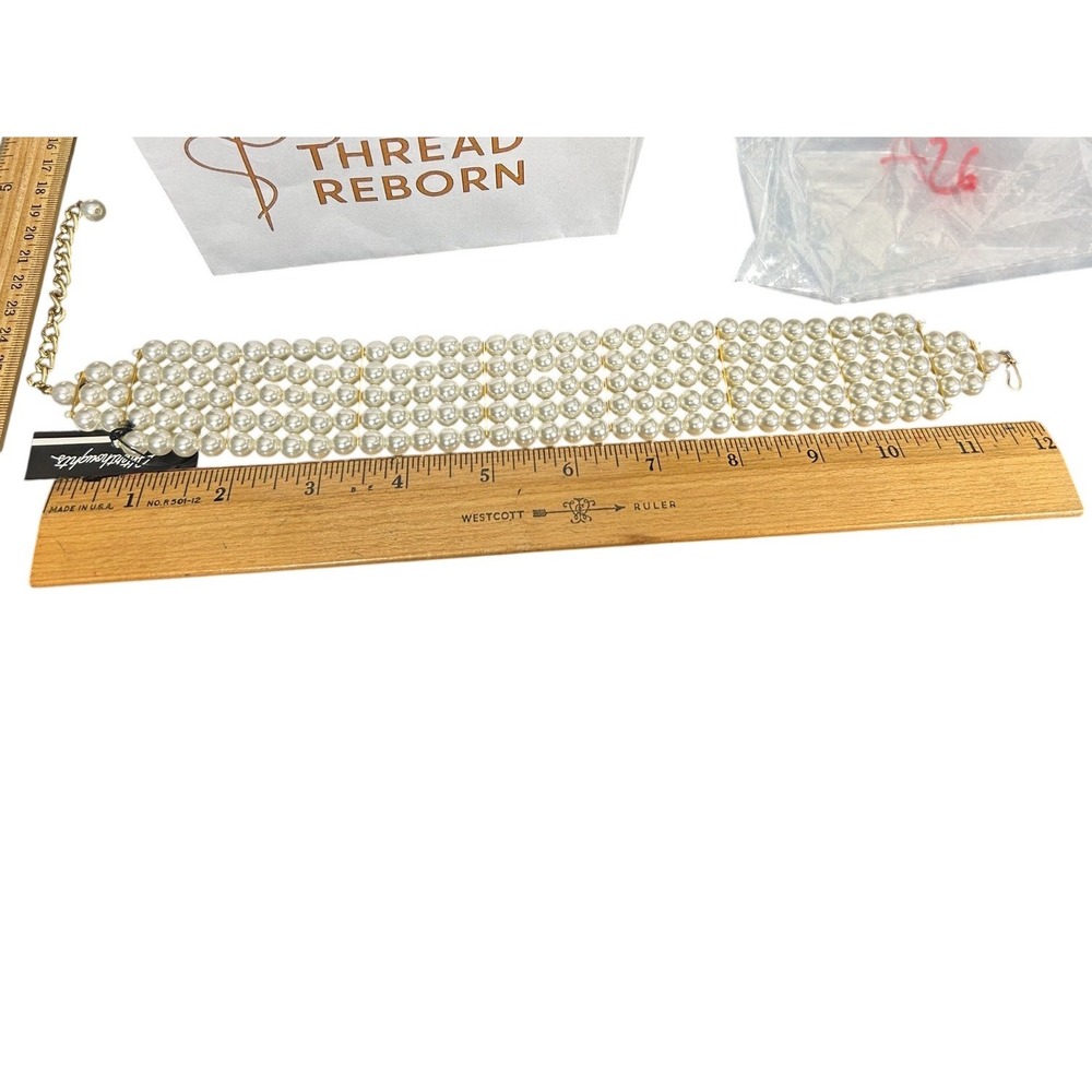 Pearl Choker Necklace Gold Tone Chain Elegant